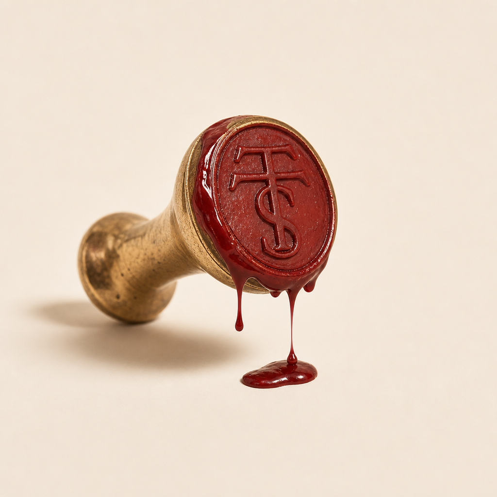 A brass wax seal stamp with red wax dripping from its engraved surface, symbolizing official events overshadowed by controversy on Philippine Independence Day 2026.